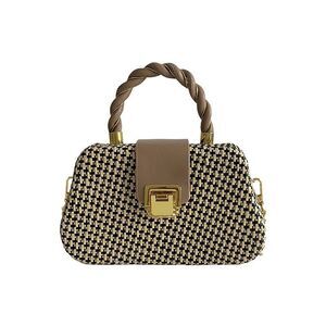 Small Khaki Boxy Satchel Crossbody Bag Handbag Purse with Strap